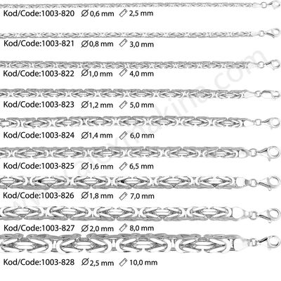 Kare Kral Gümüş Zincir 3,0 mm