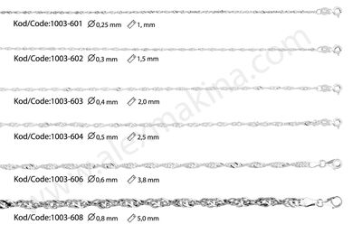 Singapur Gümüş Zincir 3,8 mm